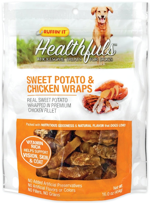 Healthfuls Chicken Wrapped Sweet Potato Dog Treats, 16oz 08314