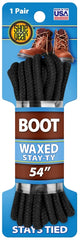 Shoe Gear Waxed Boot Laces, Black/Black, 54-Inch 1N311-34