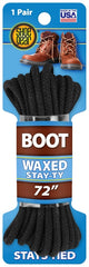 SHOE GEAR Waxed Boot Laces, Black/Black, 72-Inch 1N311-32