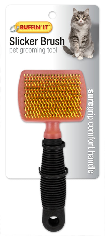 Ruffin'It 19793 Cat Slicker Brush with Plastic Construction and Comfort Soft Sure-Grip Handle