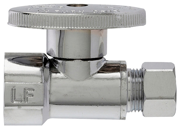 Plumb Pak PP20053LF 1/4 Turn Straight Shut-Off Valve, 1/2 X 3/8 In, Fip X Od, Body, Chrome Plated, 1/2" x 3/8"