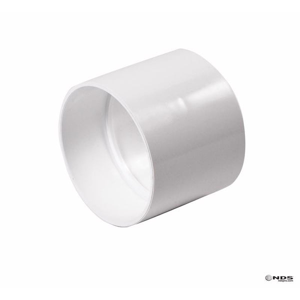 NDS 4P05 PVC S&D Coupling, 4-Inch, Hub X Hub Connection, for use with 4-Inch Sewer and Drain Pipe, White