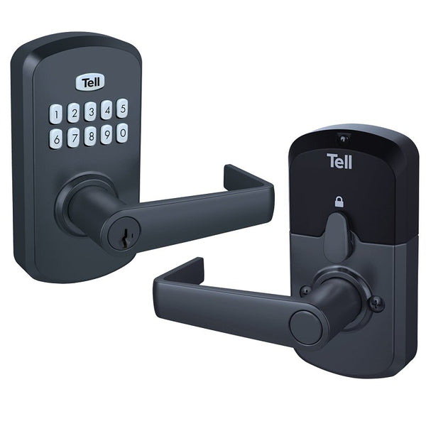 Tell Commercial Electronic Keypad Lock with Cortland Lever Matte Black CL103931