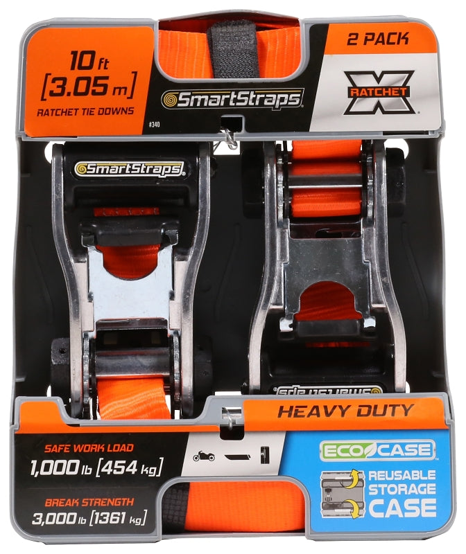 SmartStraps Ratchet Straps - 10ft OR Premium RatchetX 2pk 3,000lb