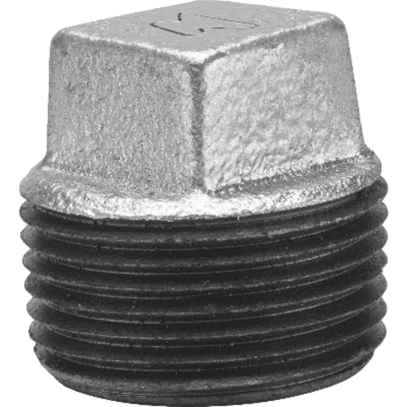Anvil 8700159802, Malleable Iron Pipe Fitting, Square Head Plug, 3/8'' NPT Male, Galvanized Finish
