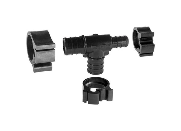 Flair-It PEXLOCK 30825 Reducing Tee, 3/4" x 1/2" x 3/4", Black