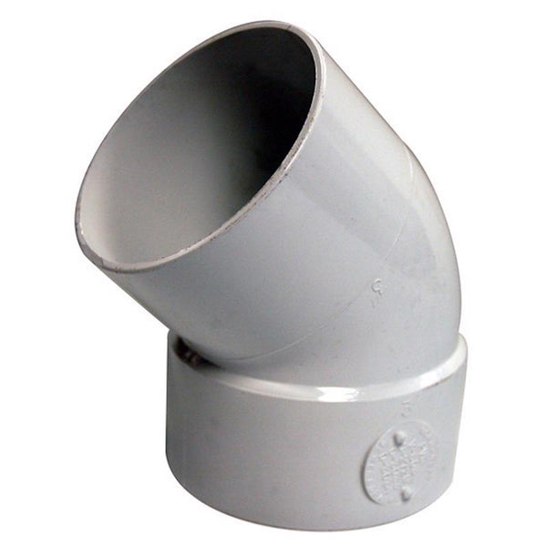 NDS, White, Size 4P03ST PVC 45-Degree Street Elbow, Standard Pipe Thread by Hub Connection, 4-Inch