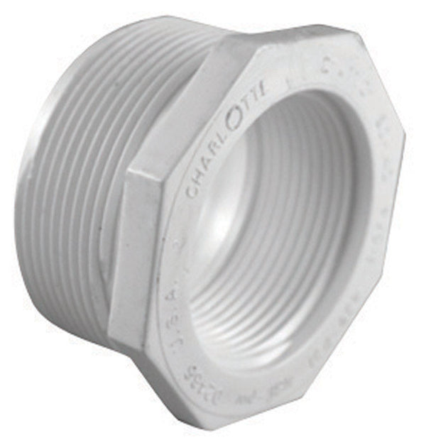 Charlotte Pipe Schedule 40 2 in. MPT x 1-1/2 in. Dia. FPT PVC Reducing Bushing PVC 02112 4000