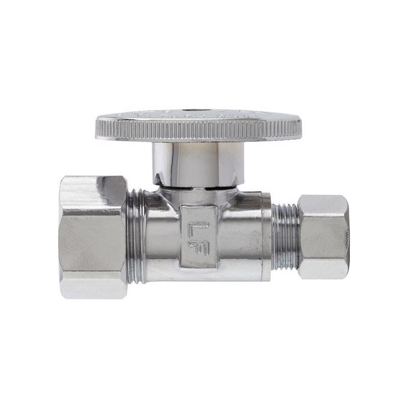 Plumb Pak PP63PCLF 1/4 Turn Straight Shut-Off Valve, 5/8 X 3/8 X Od, Body, Chrome Plated
