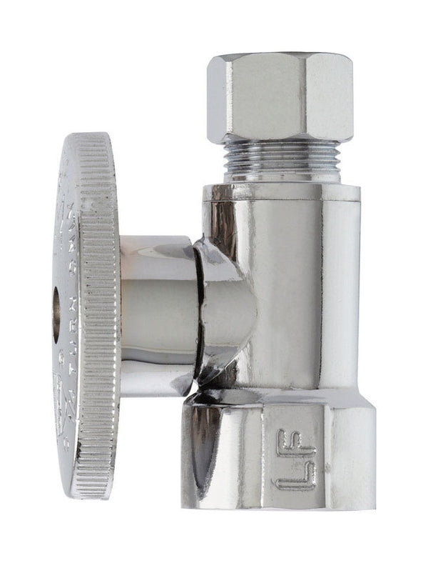 Plumb Pak PP53PCLF 1/4 Turn Straight Shut-Off Valve, 1/2 X 3/8 In, Fip X Od, Body, Chrome Plated, 1/2" x 3/8"