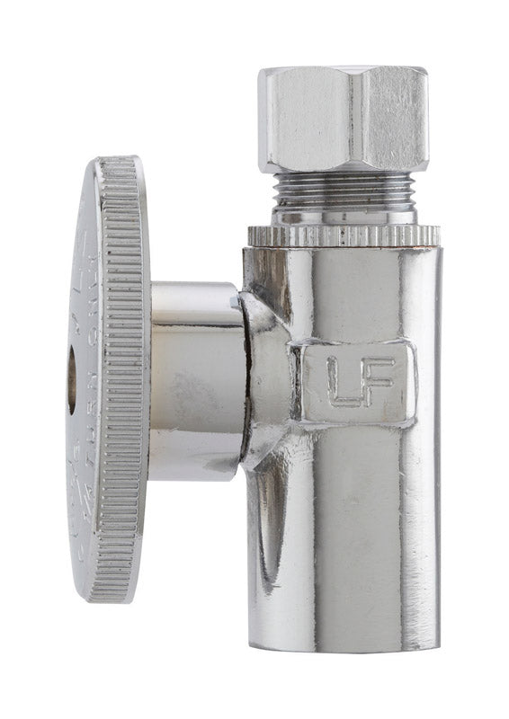 Plumb Pak PP62PCLF 1/4 Turn Straight Shut-Off Valve, 1/2 X 3/8 in, Sweat X Od, Brass Body, Chrome Plated
