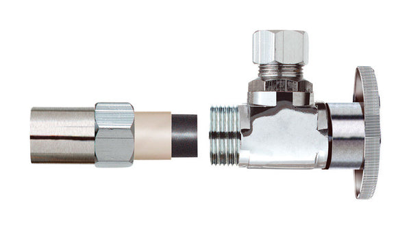 Plumb Pak PP32-1PCLF 1/4 Turn Transitional Angle Supply Line Valve, 1/2 X 3/8 In, Nominal X Tube, Cpvc Body, 1/2&quot x 3/8&quot