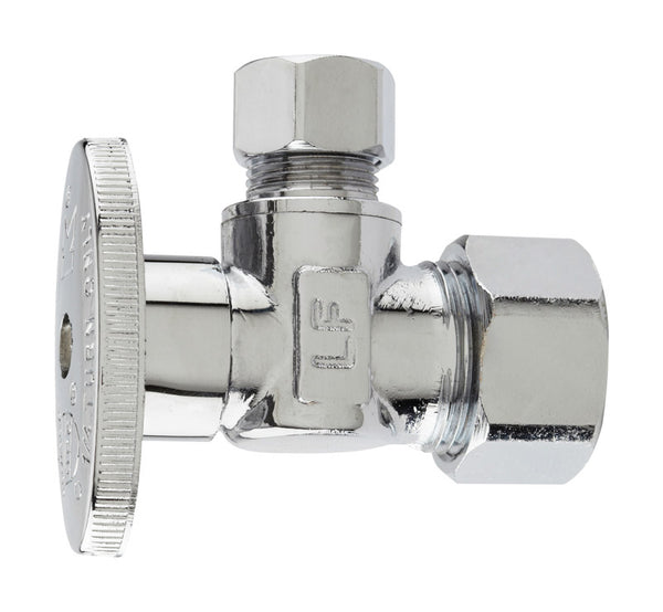 Plumb Pak PP20061LF 1/4 Turn Angle Shut-Off Valve, 5/8 X 3/8 X Od, Body, Chrome Plated, Brass