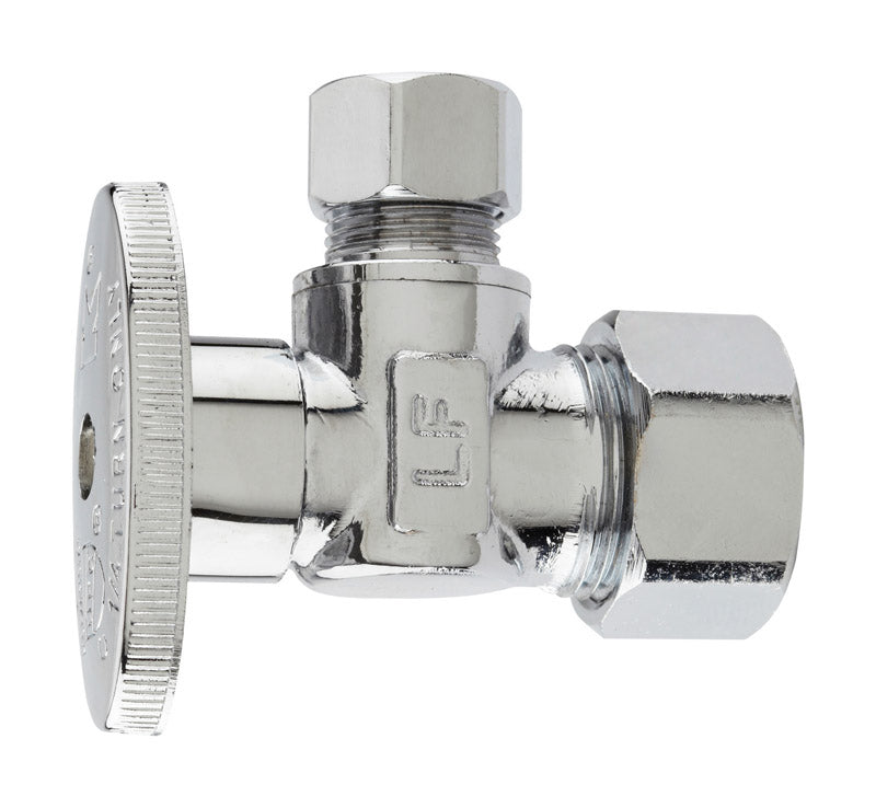 Plumb Pak PP20061LF 1/4 Turn Angle Shut-Off Valve, 5/8 X 3/8 X Od, Body, Chrome Plated, Brass
