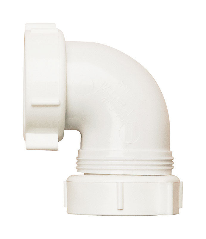 Plumb Pak PP66-10W Drain Pipe Elbow, 90 Deg, 1-1/2 in, IPS, Plastic