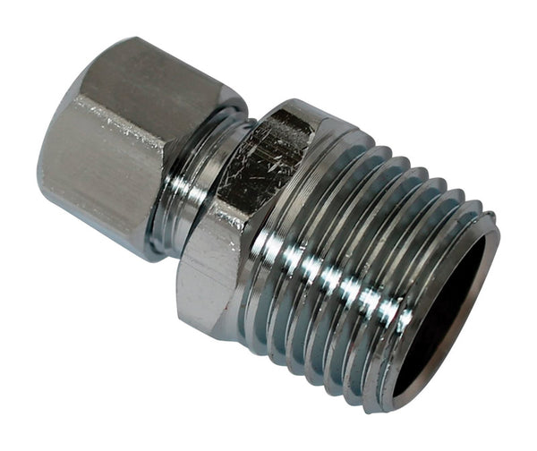 Plumb Pak PP74PCLF Straight Pipe To Tube Adapter, 1/2 X 3/8 In, Mip X Compression, Chrome Plated