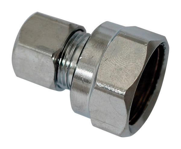 Plumb Pak PP73PCLF Pipe To Tube Adapter, 1/2 X 3/8 In, Fip X Compression, Chrome Plated, 1/2&quot X 3/8&quot