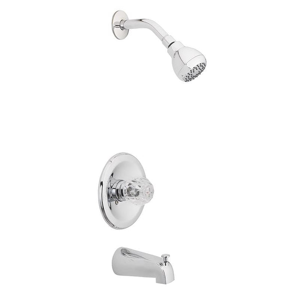 OakBrook Essentials Single Handle Tub and Shower 1 Knob Chrome Acrylic Tub and Shower Faucet 832X-0401