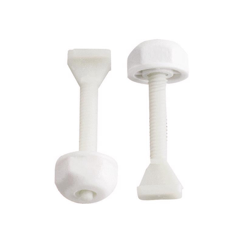 Plumb Pak PP835-19 Toilet Bolt Set with Open Cap Nut, 2-3/8 in, Plastic, One Size, No Color