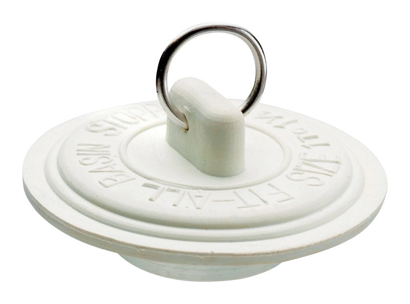 Plumb Pak PP820-3 Drain Stopper, Fits Size 1-1-3/8 in, Rubber, White