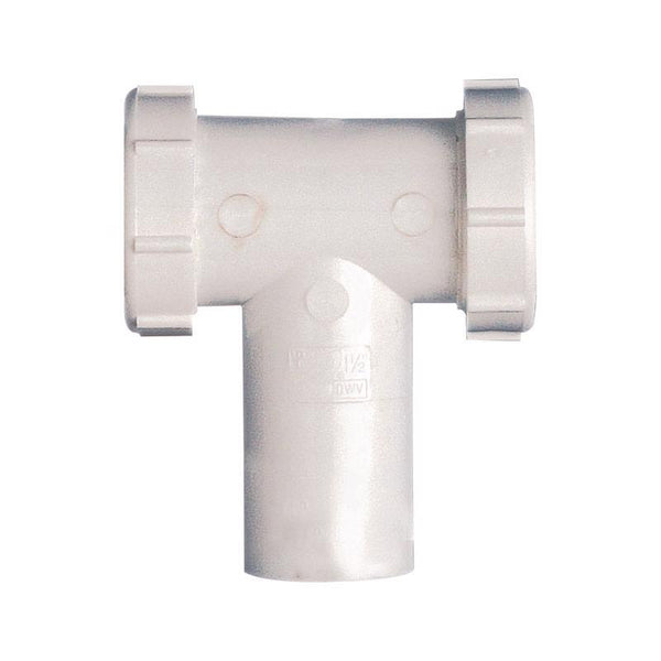 Plumb Pak PP66-7W Center Outlet Tee and Tailpiece with Baffle, 1-1/2 in, Plastic, 1-1/2", White