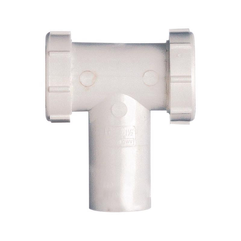 Plumb Pak PP66-7W Center Outlet Tee and Tailpiece with Baffle, 1-1/2 in, Plastic, 1-1/2", White