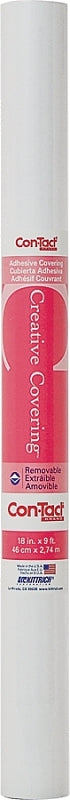 Con-Tact Brand Creative Covering, 09F-C9953-12, Adhesive Vinyl Shelf Liner and Drawer Liner, White, 18" x 9'
