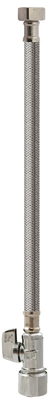 Quarter Turn Straight Valve 5/8-Inch OD by 20-Inch Stainless Steel Faucet Supply, Lead-Free, Quick Lock