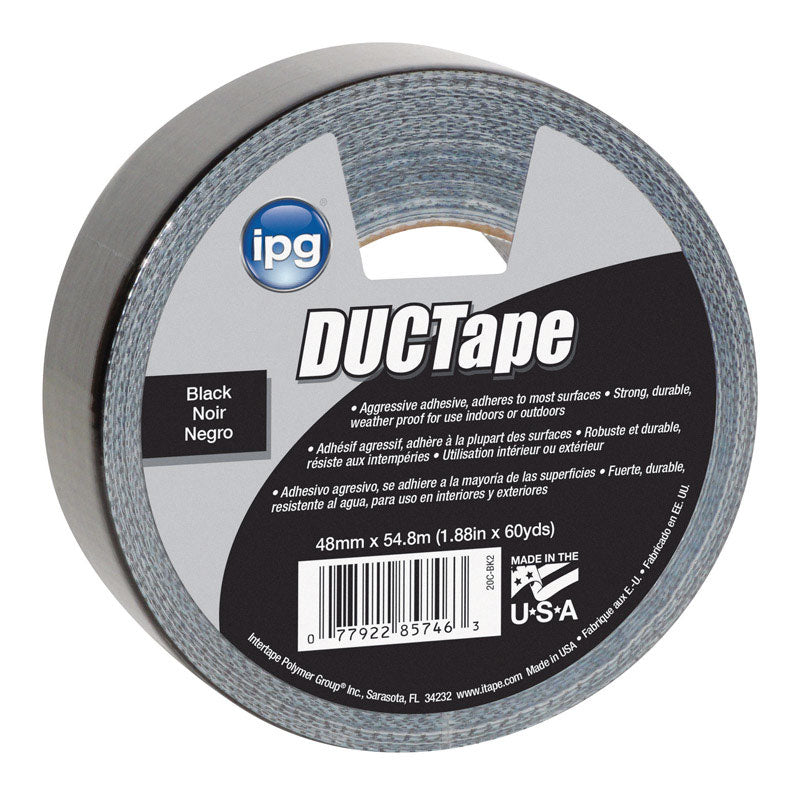 IPG JobSite DUCTape, Colored Duct Tape, 1.88" x 60 yd, Black (Single Roll)