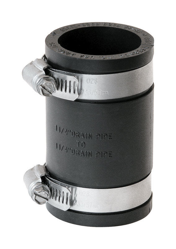 Fernco P1056-125 Flexible PVC Coupling Cast Iron, Plastic or Steel Plumbing Connections, 1-1/4" Pipe Size