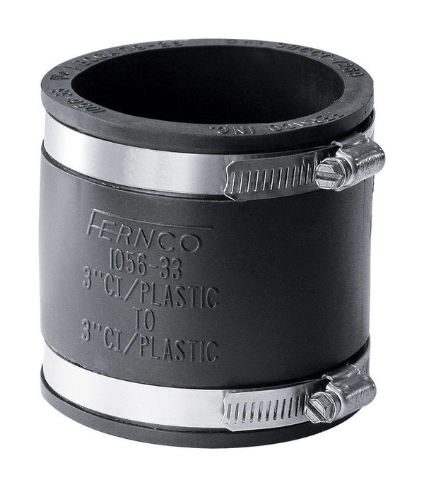 Fernco 1056-33 Flexible Pipe Coupling 3" CI/Plastic/Steel to 3" CI/Plastic/Steel P1056-33