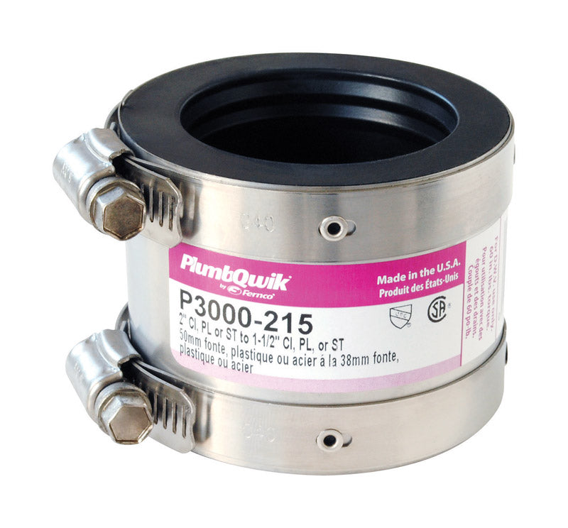 Fernco Proflex P3000-215 Shielded Pipe Coupling for Cast Iron, Plastic, Steel or Extra Heavy Cast Iron Plumbing Connections