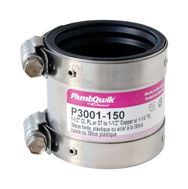 Fernco PROFLEX P3001-150 Shielded Pipe Coupling for Cast Iron, Plastic, or Steel to Copper Plumbing Connections