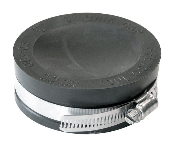 Fernco PQC-103 Flexible PVC Reusable Pipe Cap for Cast Iron, Steel, Copper and Plastic Pipe Ends