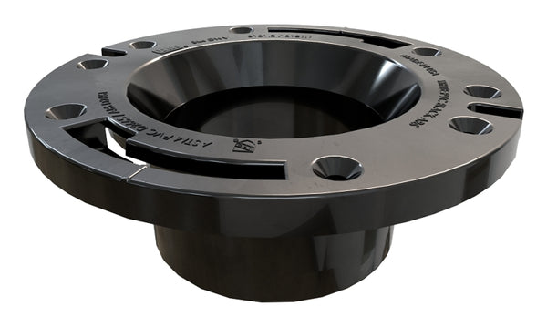 Oatey 43502 3 in. or 4 in. Level Fit Black ABS Closet Flange with Plastic Ring, No Test Cap