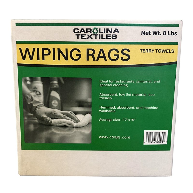 ALL RAGS 8 Lb Box White Cotton Terry Bar Mop Towels 16 x 19-100% Cotton, Hemmed, Machine Washable, Absorbent Towels for Kitchen, Bar, Restaurant and Cleaning