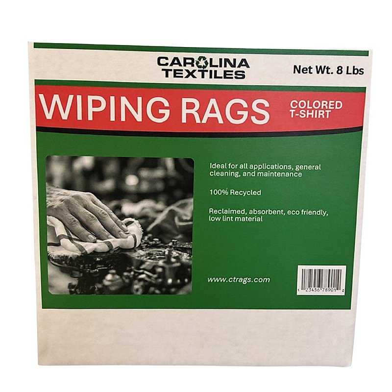 8 Lb Box Color Knit Shop Rags - 100% Recycled T-Shirt Material Wiping Cloths, No Logos or Prints, Absorbent Rags for Auto, Garage, Mechanics and General Cleaning