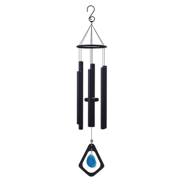 Sunset Vista Designs Azure Blue Agate Gemstone 29.5 inch Metal Decorative Outdoor Garden Wind Chime Noisemaker 93262