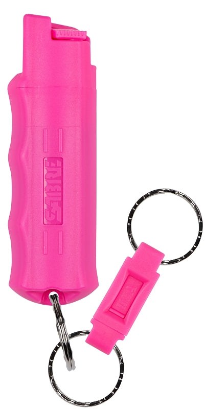 SABRE Pepper Spray, Supports National Breast Cancer Foundation, Maximum Police Strength OC Spray, Quick Release Keychain for Easy Carry and Fast Access, Finger Grip for More Accurate Aim, 25 Bursts HC-NBCF-02