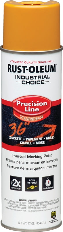 Rust-Oleum 203024-12PK Industrial Choice Inverted Solvent-Based Marking Spray Paint, 17 Oz, Caution Yellow, 12 Pack