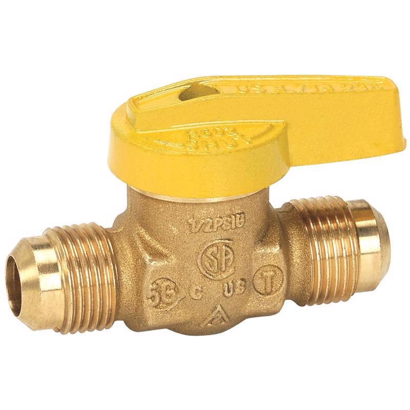 Homewerks Worldwide VGV1LHT2B Premium Gas Ball Valve Flare Inlet/Outlet, Brass, 3/8-Inch, 3/8 Inch