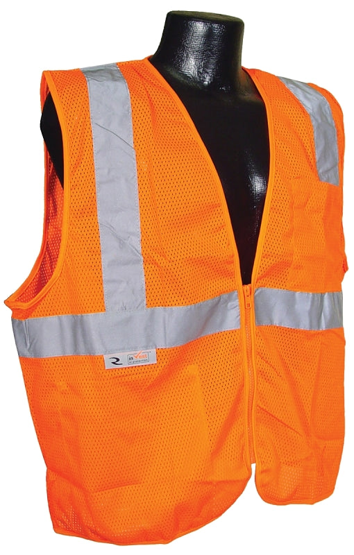 Radians SV2ZOML Polyester Mesh Economy Class 2 High Visibility Vest with Zipper Closure, Large, Orange