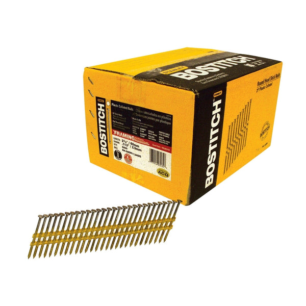 BOSTITCH RH-S8DR113HDG Round Head. 2-3/8-Inch by .113-Inch by 21 Degree Plastic Collated Ring-shank Galvanized Framing Nail (5,000 per Box)