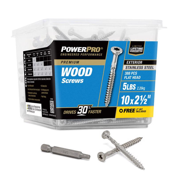 Hillman 5000523 No. 10 x 2.5 in. Star Flat Head Stainless Steel Deck Screws44; 5 lbs - Pack of 295 48627V4