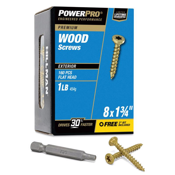 Hillman Power Pro No. 8 x 1-3/4 in. L Star Flat Head Bronze Ceramic Steel Wood Screws 1 lb. 175 pk 48596V4