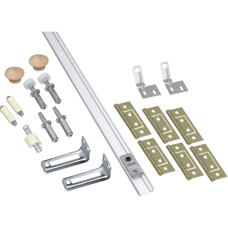 National Hardware N343-723 Complete Double Folding Door Hardware Set, 48-Inch, White, For Indoor Use, Boxed