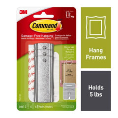 Command Universal Frame Hanger, Decorate Damage-Free, Large, 3 hangers, 6 strips, 6 frame stabilizer strips (17047-3ES),White