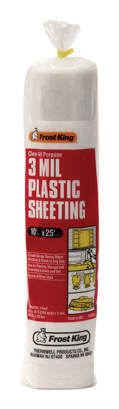 Frost King P1025/3 Polyethylene Sheeting, 10' x 25' x 3 mil., Clear