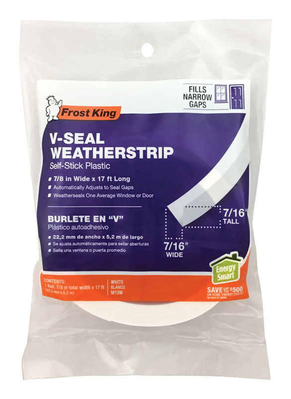 Weatherstrip, 17 ft, White