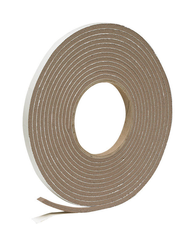 Frost King Vinyl Foam Tape - Closed Cell - Moderate Compression, 3/8" W, 3/16" Thick, 17' L, Brown